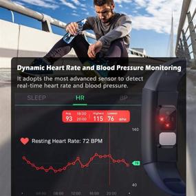 img 1 attached to Blue MorePro Smartwatch - Heart Rate Monitor, Blood Pressure Fitness Tracker 📱 with Low O2 Reminder, HRV Sleep Health Monitor, IP68 Waterproof for Android iOS Phones