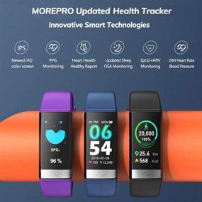 img 3 attached to Blue MorePro Smartwatch - Heart Rate Monitor, Blood Pressure Fitness Tracker 📱 with Low O2 Reminder, HRV Sleep Health Monitor, IP68 Waterproof for Android iOS Phones