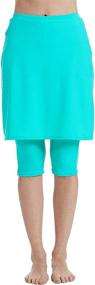 img 4 attached to Micosuza Women's Swim Capris with Attached Skirt Sport Leggings - Sun Protective UPF 50+ Swimming Tight