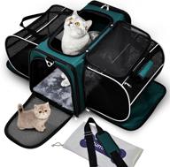 🐱 раскрываемый зеленый карьер для кошек autumnstory - переноска для питомцев, одобренная авиакомпанией, для кошек, собак и маленьких животных - мягкая складная сумка для путешествий с съемной флисовой подушкой. логотип