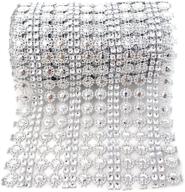 💎 sparkling flower shape diamond mesh wrap roll: honbay 4.5 inch x 2 yards faux crystal rhinestone mesh ribbon for wedding, birthday, baby shower, arts & crafts, etc (silver) logo