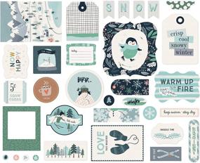 img 1 attached to ❄️ Carta Bella Paper Company Snow Much Fun Ephemera - Blue, Teal, Green, Navy, Cream, Grey