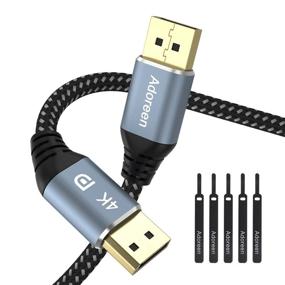 img 4 attached to 🔌 Висококачественный кабель DisplayPort 4K: 20 футов, Adoreen DP to DP 1.2 (1.5 до 50 футов) - 4K@60Гц, 2K@144Гц, 1080p@240Гц@165Гц, оплетенный кабель Display Port для 3D, ноутбуков, ПК ТВ, игровых мониторов - в комплекте 5 липучек (6,1 м)