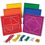 🔢 edxeducation double-sided geoboard set - pack of 6 with rubber bands - ages 3+ - math manipulatives, geometry, fine motor skills, creativity for kids - 5x5 grid & 12-pin circular array logo