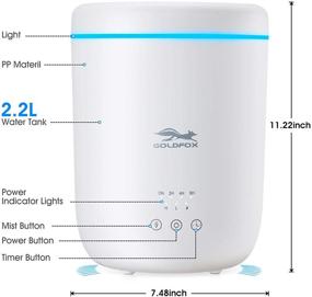 img 3 attached to 🌬️ Золотистый лис 2.2л Увлажнители для спальни с настроенным светом - Улучшите ваш дом и офисный интерьер с тихой работой и автоматическим отключением безопасности.