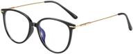👓 esohon blue light blocking glasses for eye strain & computer use - round metal frame eyewear for men and women (black) logo