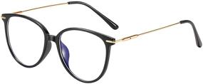 img 4 attached to 👓 Esohon Blue Light Blocking Glasses for Eye Strain & Computer Use - Round Metal Frame Eyewear for Men and Women (Black)