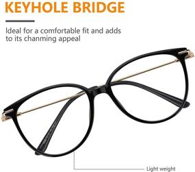 img 2 attached to 👓 Esohon Blue Light Blocking Glasses for Eye Strain & Computer Use - Round Metal Frame Eyewear for Men and Women (Black)