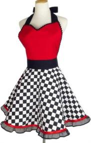 img 2 attached to Violet Mist Women Retro Cotton Cooking Apron | Cute Polka Dot 50's Style | Vintage Apron Dress Gift | RedHeart