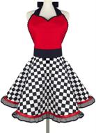 violet mist women retro cotton cooking apron | cute polka dot 50's style | vintage apron dress gift | redheart логотип