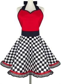 img 4 attached to Violet Mist Women Retro Cotton Cooking Apron | Cute Polka Dot 50's Style | Vintage Apron Dress Gift | RedHeart