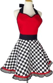 img 3 attached to Violet Mist Women Retro Cotton Cooking Apron | Cute Polka Dot 50's Style | Vintage Apron Dress Gift | RedHeart