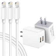 🔌 apple mfi certified iphone charger & lightning cable 5.9ft - fast charging data sync cord with dual port usb wall charger - travel adapter compatible with iphone 12 11 pro max xs x xr 8 7 plus logo