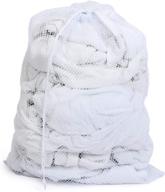 ventilair mesh laundry bag with push lock drawstring - heavy duty design - home organization for clothes and laundry (holds 3 loads) - 36 x 24 inch - white логотип