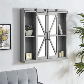 img 4 attached to 🚪 FirsTime &amp; Co. Gray Mirrored Farmhouse Barn Door Cabinet - American Designed, Gray, 34 x 5.5 x 33 inches (70284)