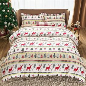 img 1 attached to 🎅 Kids Christmas Bedding Set - Bedsure Christmas Duvet Cover with 1 Pillowcase for Twin Bed, Holiday Elves Print Twin Size Christmas Duvet Cover Set (Christmas White)