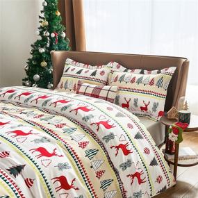 img 3 attached to 🎅 Kids Christmas Bedding Set - Bedsure Christmas Duvet Cover with 1 Pillowcase for Twin Bed, Holiday Elves Print Twin Size Christmas Duvet Cover Set (Christmas White)