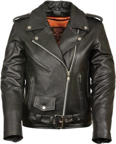 img 3 attached to 👩 Ladies Motorcycle Leather Jacket with Classic Plain Side Design