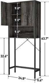 img 2 attached to 🚽 Gray Brown Freestanding Toilet Storage Cabinet Rack with Hooks - Ecoprsio Bathroom Organizer Shelf for Over-The-Toilet Space Saving