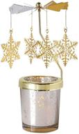 🎠 holibanna rotating candlestick christmas carousel: spinning tea light gold candle holder - snowflake gold design logo