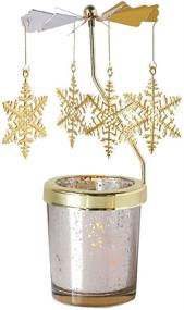 img 4 attached to 🎠 Holibanna Rotating Candlestick Christmas Carousel: Spinning Tea Light Gold Candle Holder - Snowflake Gold Design