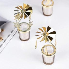 img 3 attached to 🎠 Holibanna Rotating Candlestick Christmas Carousel: Spinning Tea Light Gold Candle Holder - Snowflake Gold Design