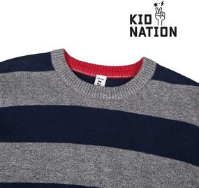 img 2 attached to 👕 Kid Nation Boys Color Block Striped Pullover Sweater: Comfortable & Stylish Crew Neck, Long Sleeve Knit TOS for Ages 4-12