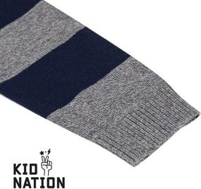 img 1 attached to 👕 Kid Nation Boys Color Block Striped Pullover Sweater: Comfortable & Stylish Crew Neck, Long Sleeve Knit TOS for Ages 4-12