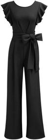 img 3 attached to Knitee Ruffle Shoulder High Waist Women's Clothing for Jumpsuits, Rompers & Overalls