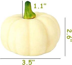 img 3 attached to 🎃 Peicees 6 Realistic Fall Harvest Small Beige Mini Artificial Pumpkins: Perfect for Halloween, Fall, and Thanksgiving Decorating!