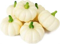 🎃 peicees 6 realistic fall harvest small beige mini artificial pumpkins: perfect for halloween, fall, and thanksgiving decorating! логотип