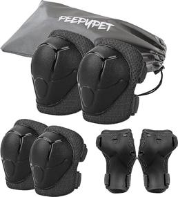 img 4 attached to 🛴 PEEPYPET Kids Kneepads and Elbow Pads Set - 6 Pcs Bike Protective Gear for Kids 3-10: Skateboarding, Cycling, and Scooter Knee and Elbow Pads