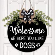 🐾 charming dog welcome sign with rustic front door decorations and greenery - perfect housewarming gift for dog lovers! логотип