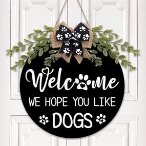 img 4 attached to 🐾 Charming Dog Welcome Sign with Rustic Front Door Decorations and Greenery - Perfect Housewarming Gift for Dog Lovers!