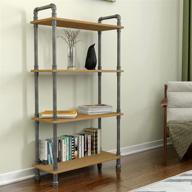 📚 rustic modern industrial 4-tier bookcase by barnyard designs: solid pine open shelves with metal and wood style - natural, 55" x 29.5" x 11.75 logo