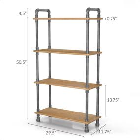 img 1 attached to 📚 Rustic Modern Industrial 4-Tier Bookcase by Barnyard Designs: Solid Pine Open Shelves with Metal and Wood Style - Natural, 55" x 29.5" x 11.75