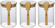 🍽️ piscepio glass jar containers 450ml - organize your kitchen with bamboo airtight lid, wooden spoon, and scoop - food storage canister set for clear glass containers - 3 pcs логотип