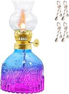 vintage oil lamp: gradient color glass kerosene lamp for indoor use - rustic hurricane lantern for home emergency and farmhouse decor (purple) логотип