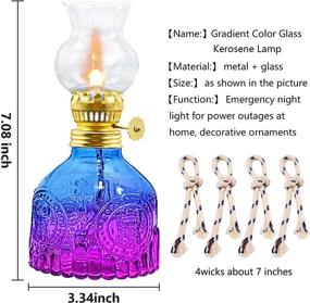 img 3 attached to Vintage Oil Lamp: Gradient Color Glass Kerosene Lamp for Indoor Use - Rustic Hurricane Lantern for Home Emergency and Farmhouse Decor (Purple)
