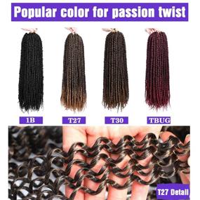 img 1 attached to Элийер 7 упаковок волнистой причёски Passion Twist Hair: длинные косички длиной 18 дюймов, водяные волны, крючком, завитые из канекалона, в омбрецвете - синтетические нарощенные волосы в стиле богини слияния, цвет T27.