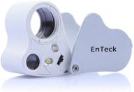 🔍 enteck dual lens led illuminated jewelry magnifier: 30x 60x pocket microscope loupe glasses for precise magnification logo