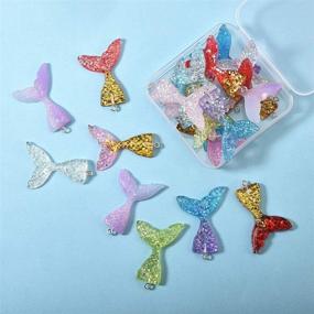 img 3 attached to SUNNYCLUE 40Pcs 10 Colors Resin Mermaid Tail Charms Flatback Pendants with Glitter Powder for DIY Jewelry Making Earrings, Bracelets & Necklaces, Hole 2mm