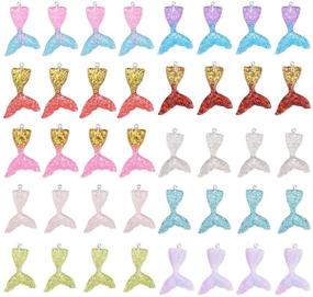 img 4 attached to SUNNYCLUE 40Pcs 10 Colors Resin Mermaid Tail Charms Flatback Pendants with Glitter Powder for DIY Jewelry Making Earrings, Bracelets & Necklaces, Hole 2mm