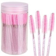 💖 elisel 100-pack of disposable mascara brushes with container, makeup applicators kits for eyelash extensions and healthy brow brush (crystal pink) logo