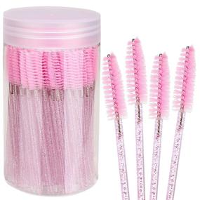 img 4 attached to 💖 Elisel 100-Pack of Disposable Mascara Brushes with Container, Makeup Applicators Kits for Eyelash Extensions and Healthy Brow Brush (Crystal Pink)