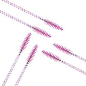 img 2 attached to 💖 Elisel 100-Pack of Disposable Mascara Brushes with Container, Makeup Applicators Kits for Eyelash Extensions and Healthy Brow Brush (Crystal Pink)