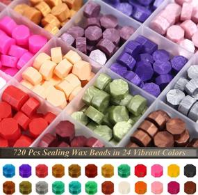 img 2 attached to Wax Seal Stamp Kit for Crafts, 763 Pieces Sealing Wax Gift Set with 720 Wax Beads, Stamp, Tea Candle, Wax Warmer, Wax Spoon, Envelope, Metallic Pen, Glitter for Letter Sealing, Scrapbooking, and Art Supplies