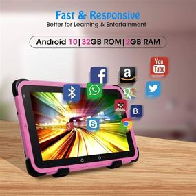 img 3 attached to 📱 7 Inch Android 10 Kids Tablet - WiFi Learning Tablet for Children Toddlers - Educational Tablet with Parental Control - Home School WiFi Tablet with Kid-Proof Case (Pink)