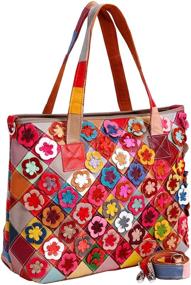 img 4 attached to 👜 Colorful Stitching Splicing Women's Handbags & Wallets: Organize with Style in Hobo Bags - 2B4021