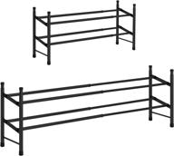 👠 tzamli 2-tier free standing shoe rack: expandable & adjustable metal shoe organizer – stackable shoe shelf for doorway entryway, 24.41" x 8.66" x 13.78" (black) логотип